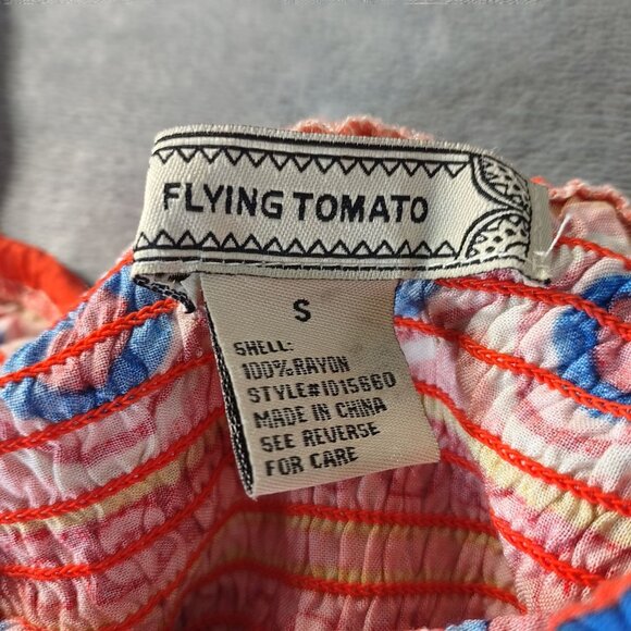 Flying Tomato Women’s Off Shoulder Dress S Multicolor Boho Ruffle Festival Rayon - Picture 2 of 9